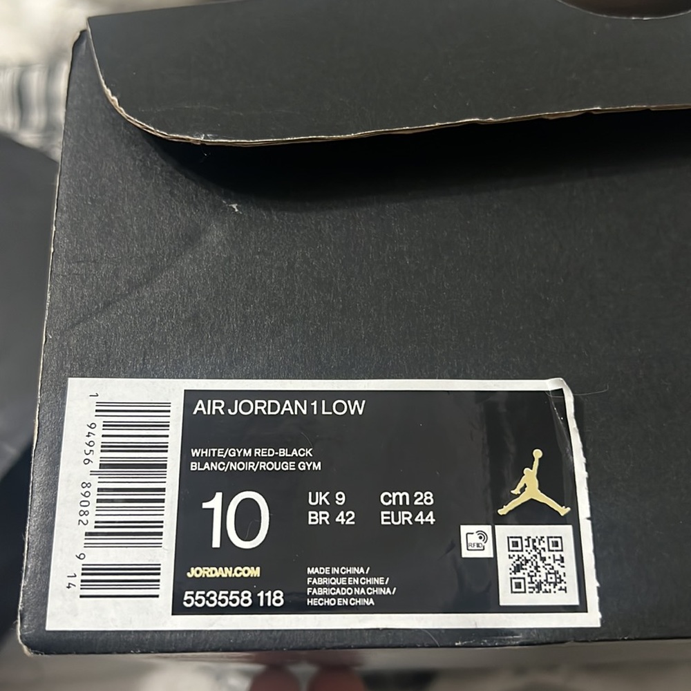 Jordan 1 low gym red white size 10 - Picture 5 of 6